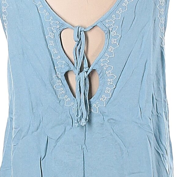 "Buttons" Sleeveless Embroidered in white on Sky Blue background Size L - Picture 4 of 5